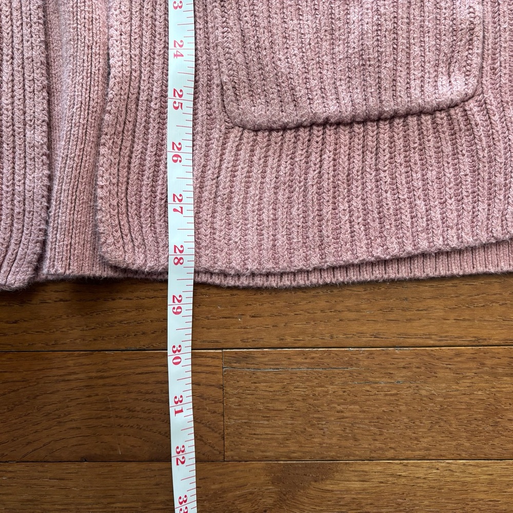 Madewell Mauve Open Front Ribbed Cardigan with Front Pockets - Picture 4 of 5
